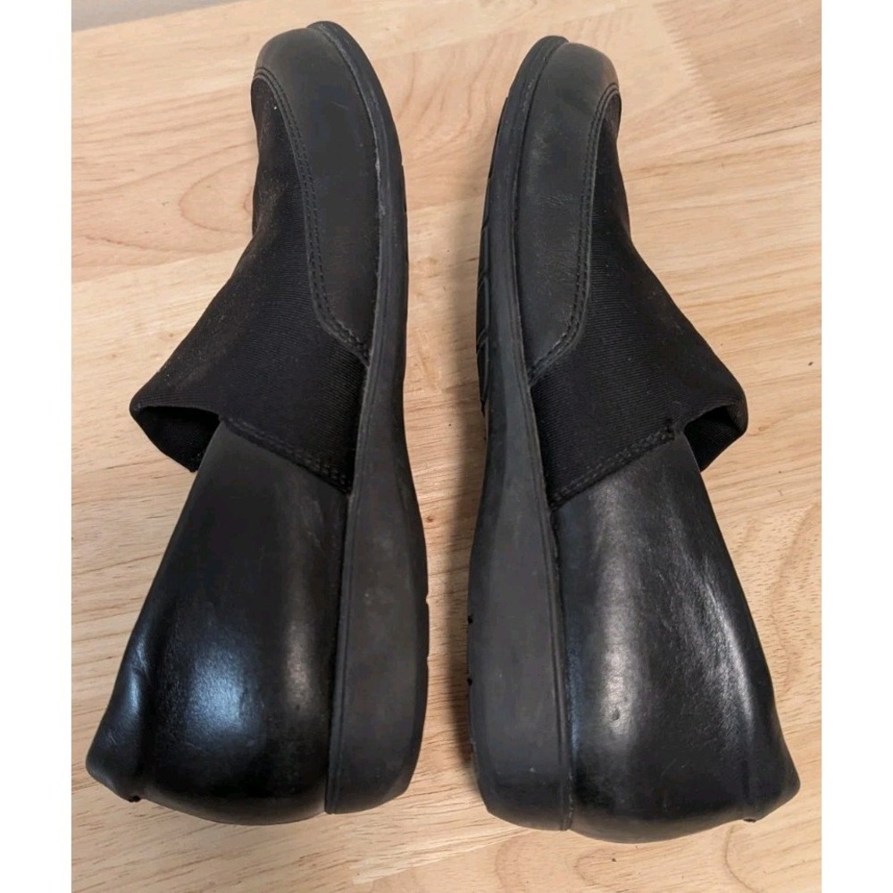 Aravon Abbey A Line Women 7.5 Leather Slip-On Shoes Aetrex Insoles Black Comfort - Picture 4 of 8